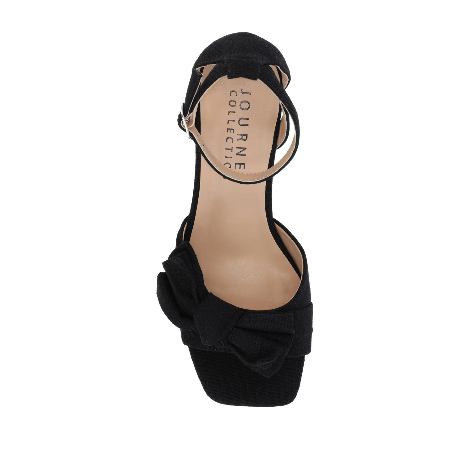 ZEVI STRAPPY BLOCK HEELS IN FABRIC - Black Fabric - Image 6