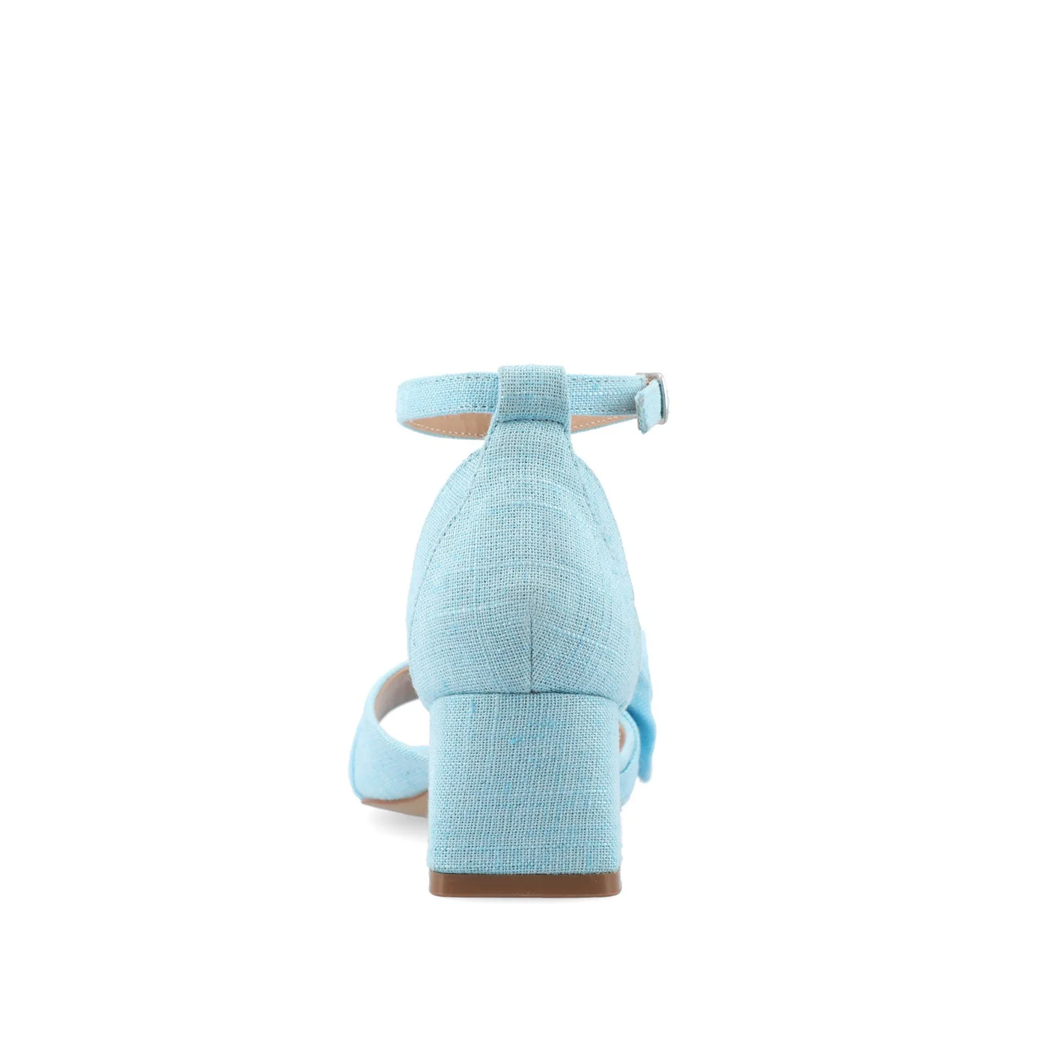ZEVI STRAPPY BLOCK HEELS IN FABRIC - Blue - Image 7