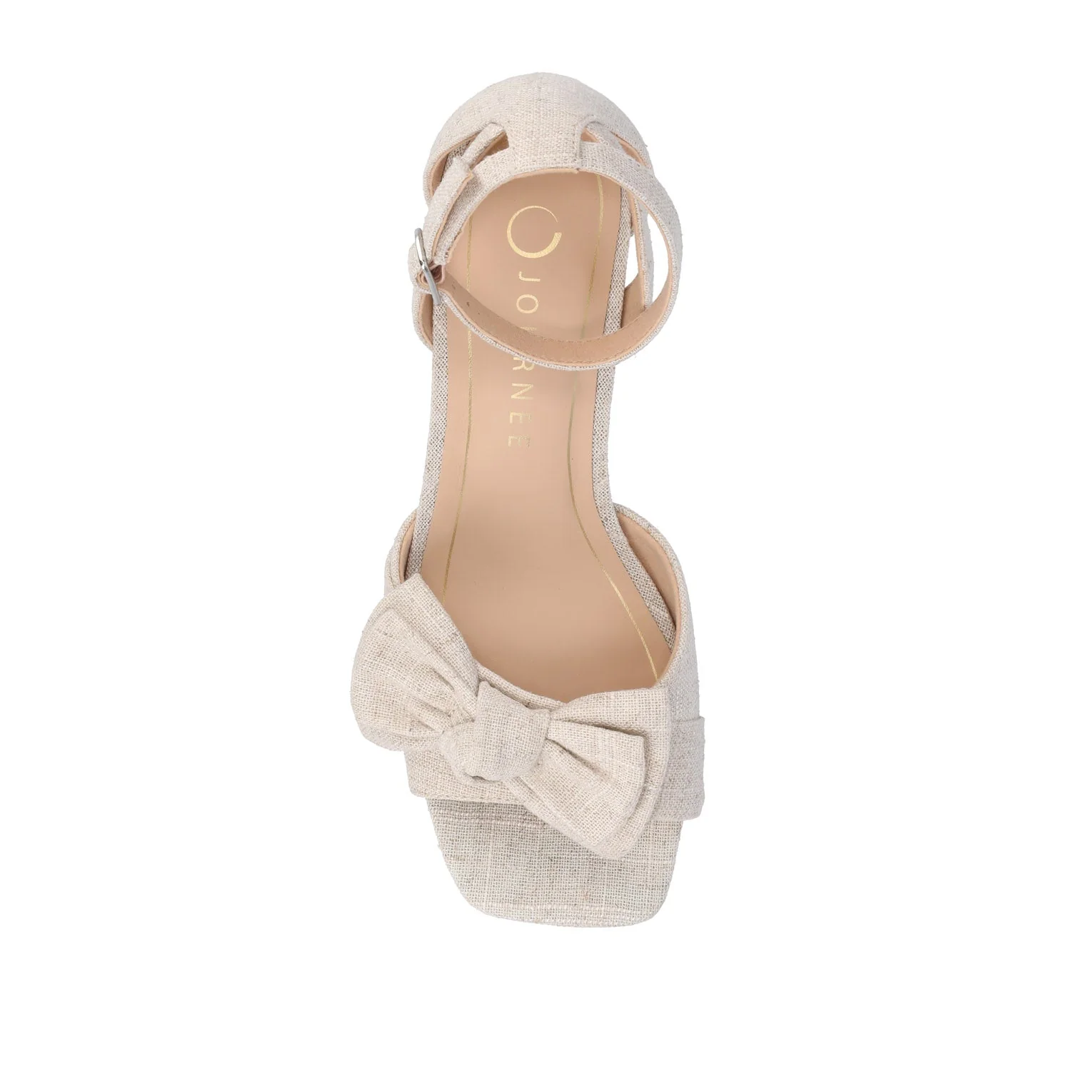 ZEVI STRAPPY BLOCK HEELS IN FABRIC - Bone - Image 6