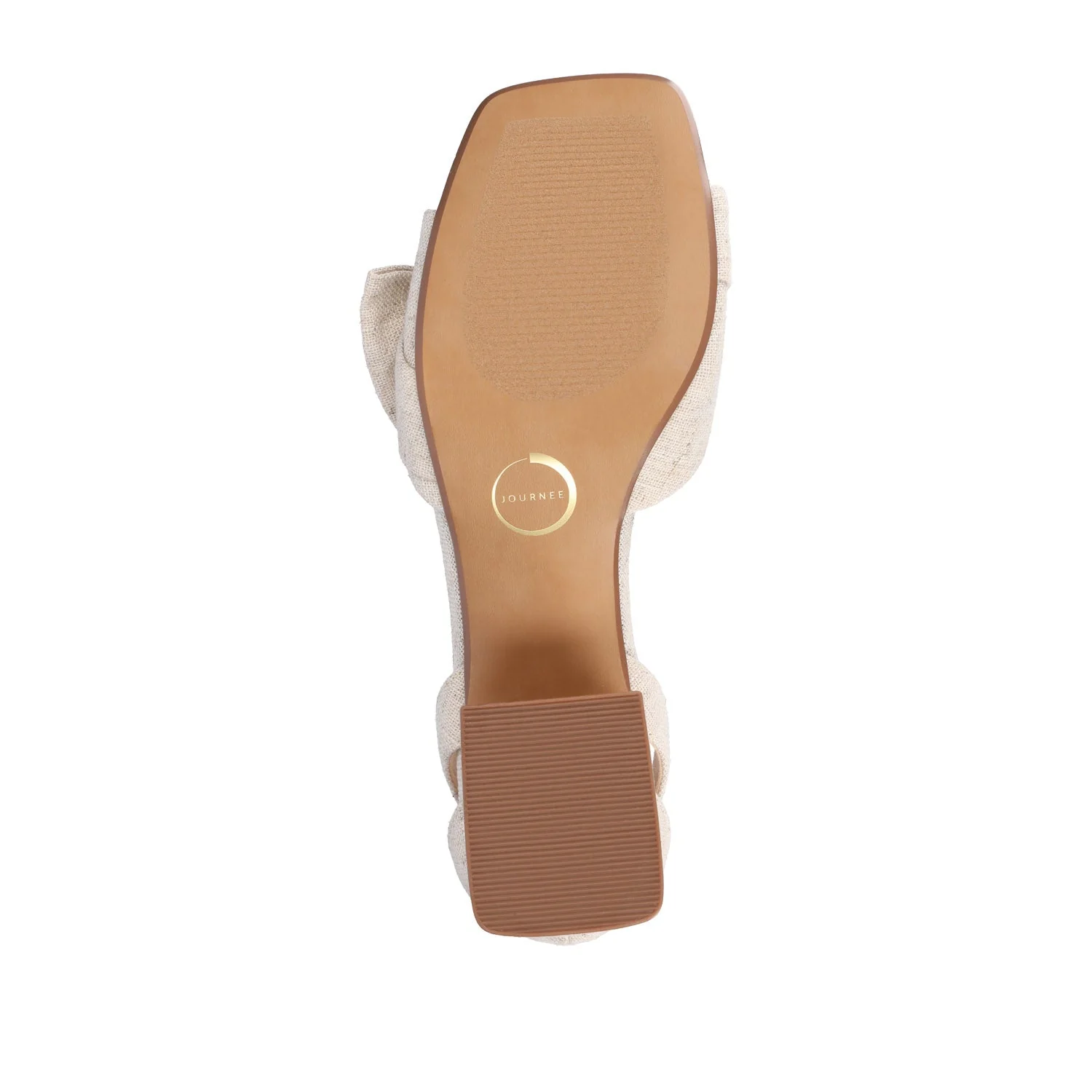 ZEVI STRAPPY BLOCK HEELS IN FABRIC - Bone - Image 8
