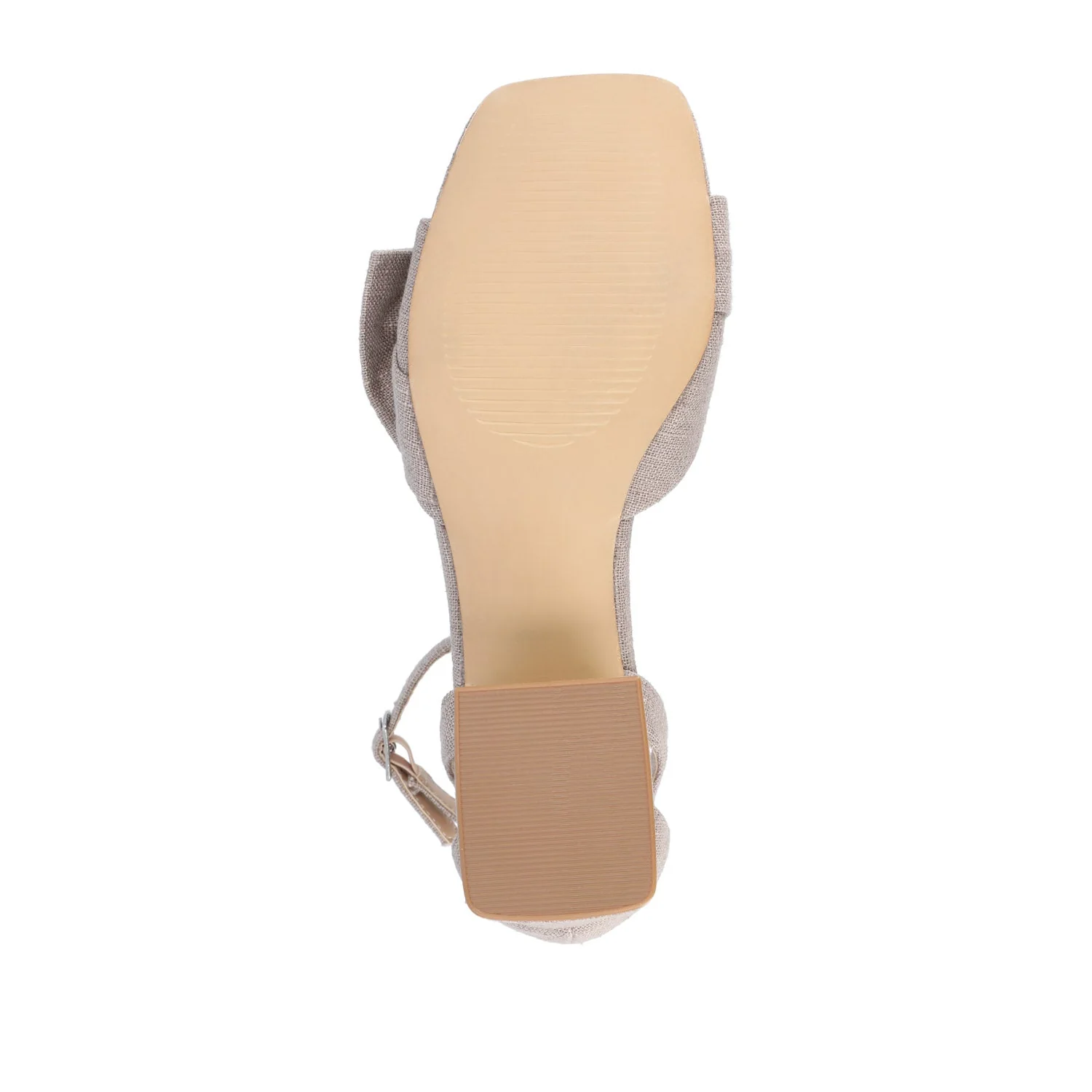 ZEVI STRAPPY BLOCK HEELS IN FABRIC - Brown Fabric - Image 8