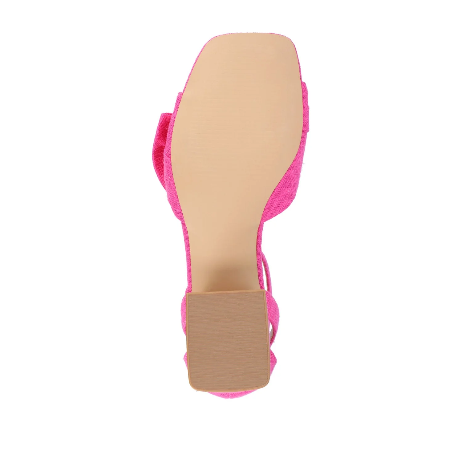 ZEVI STRAPPY BLOCK HEELS IN FABRIC - Hot Pink - Image 8