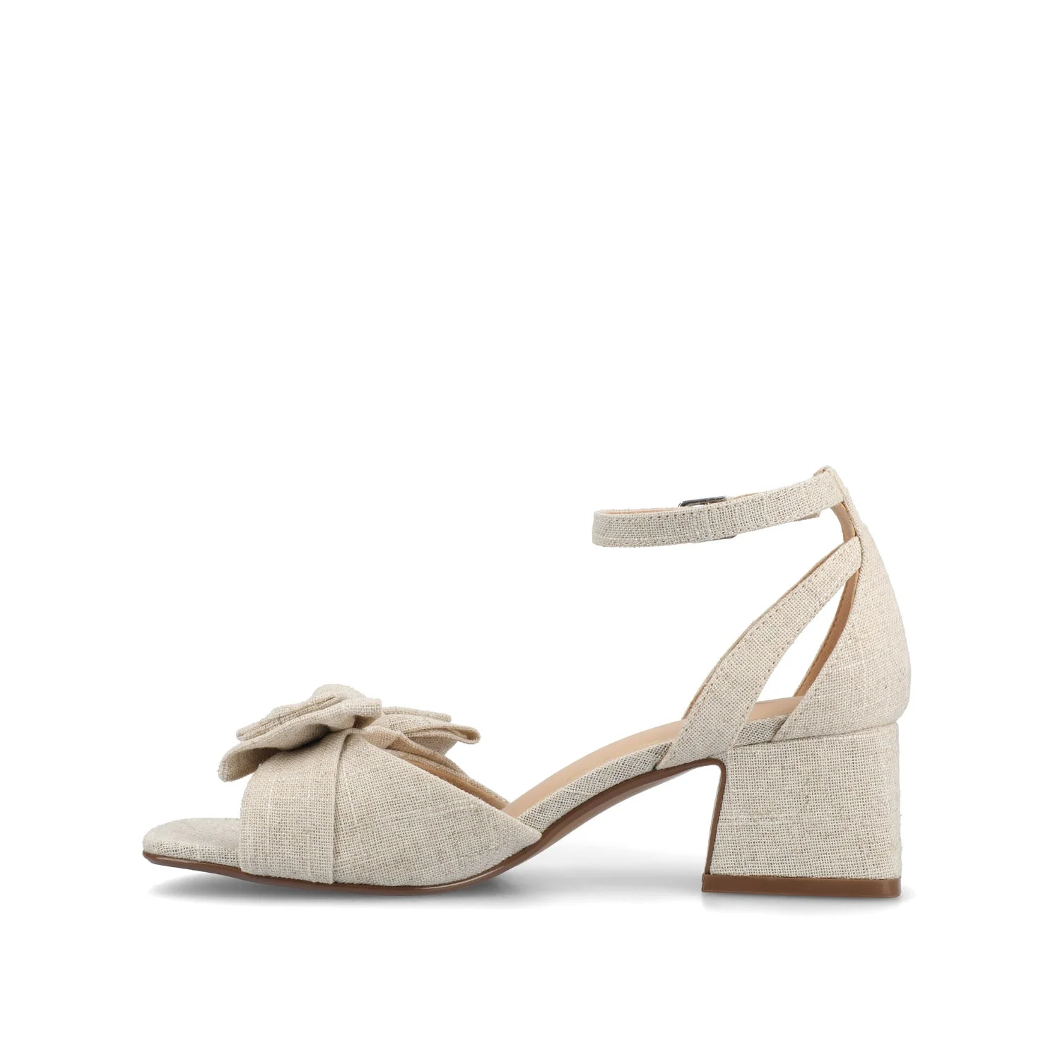 ZEVI STRAPPY BLOCK HEELS IN FABRIC IN WIDE - Bone - Image 3
