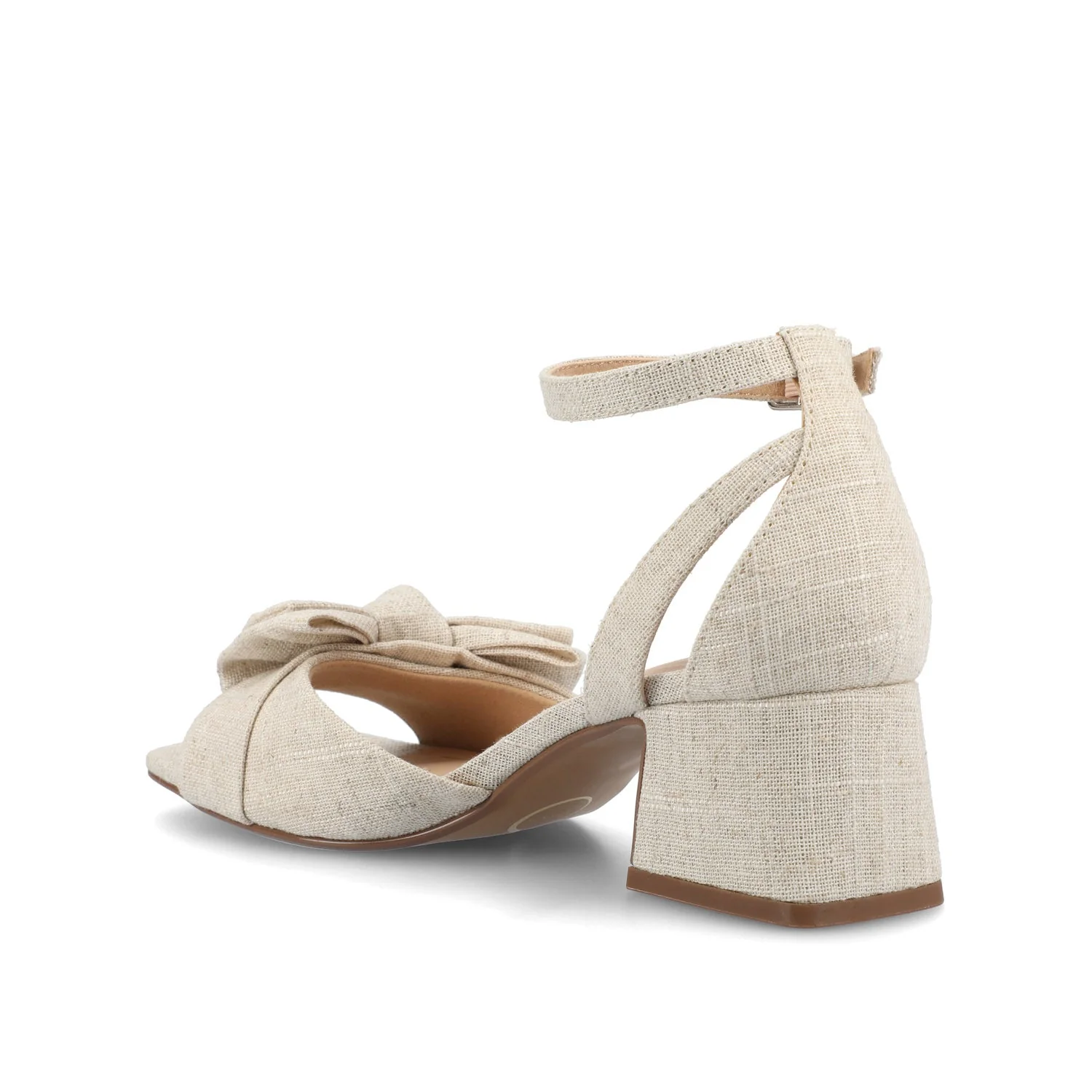 ZEVI STRAPPY BLOCK HEELS IN FABRIC IN WIDE - Bone - Image 4