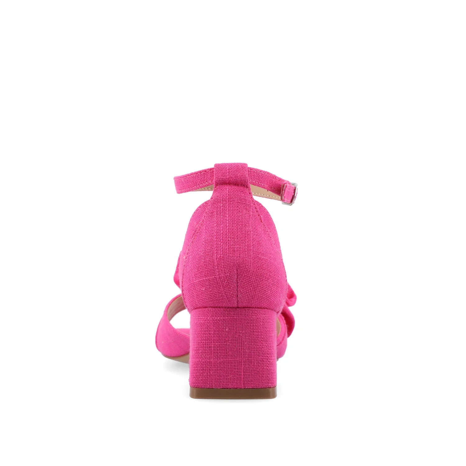 ZEVI STRAPPY BLOCK HEELS IN FABRIC IN WIDE - Hot Pink - Image 7