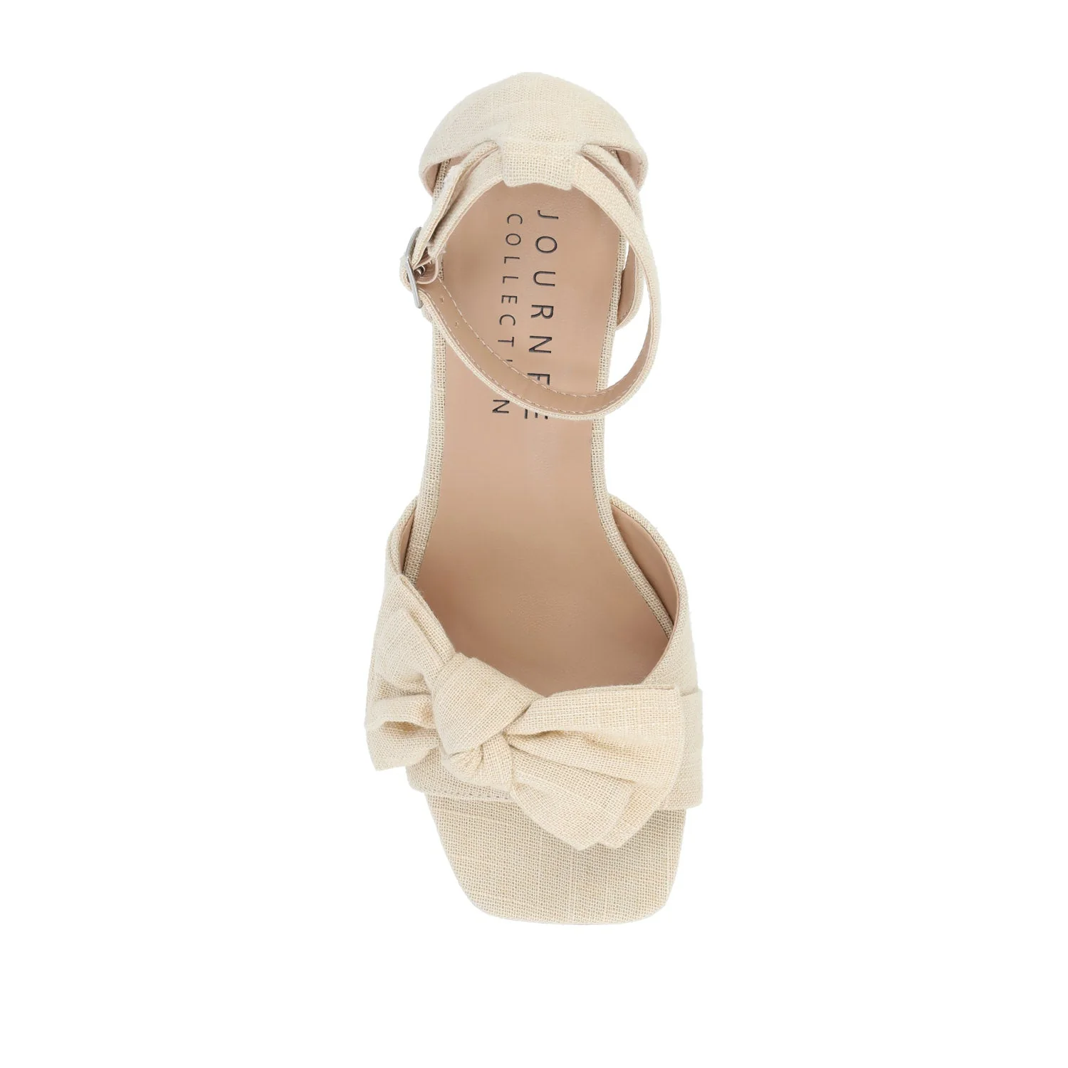 ZEVI STRAPPY BLOCK HEELS IN FABRIC IN WIDE - Tan Beige Fabric - Image 6