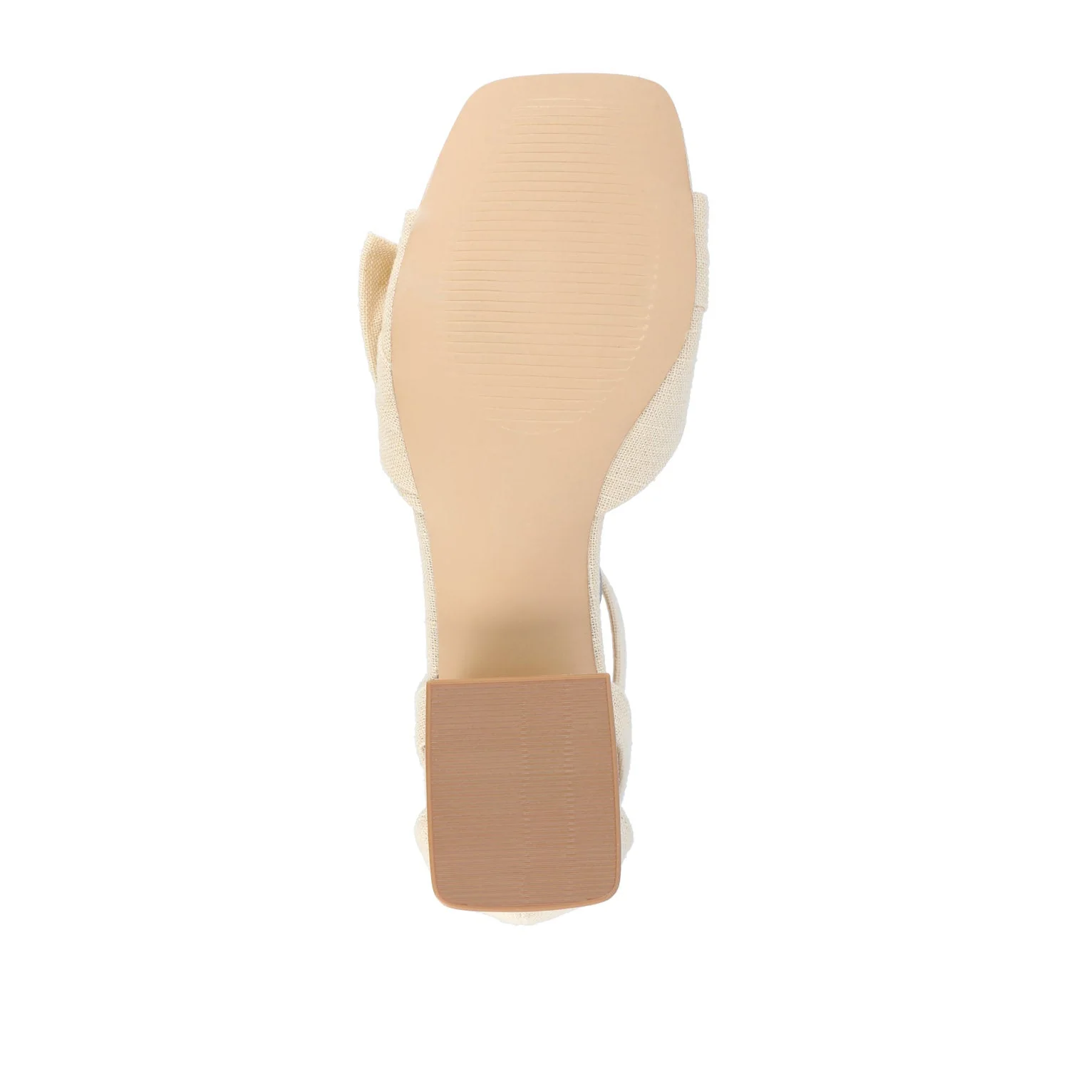 ZEVI STRAPPY BLOCK HEELS IN FABRIC IN WIDE - Tan Beige Fabric - Image 8