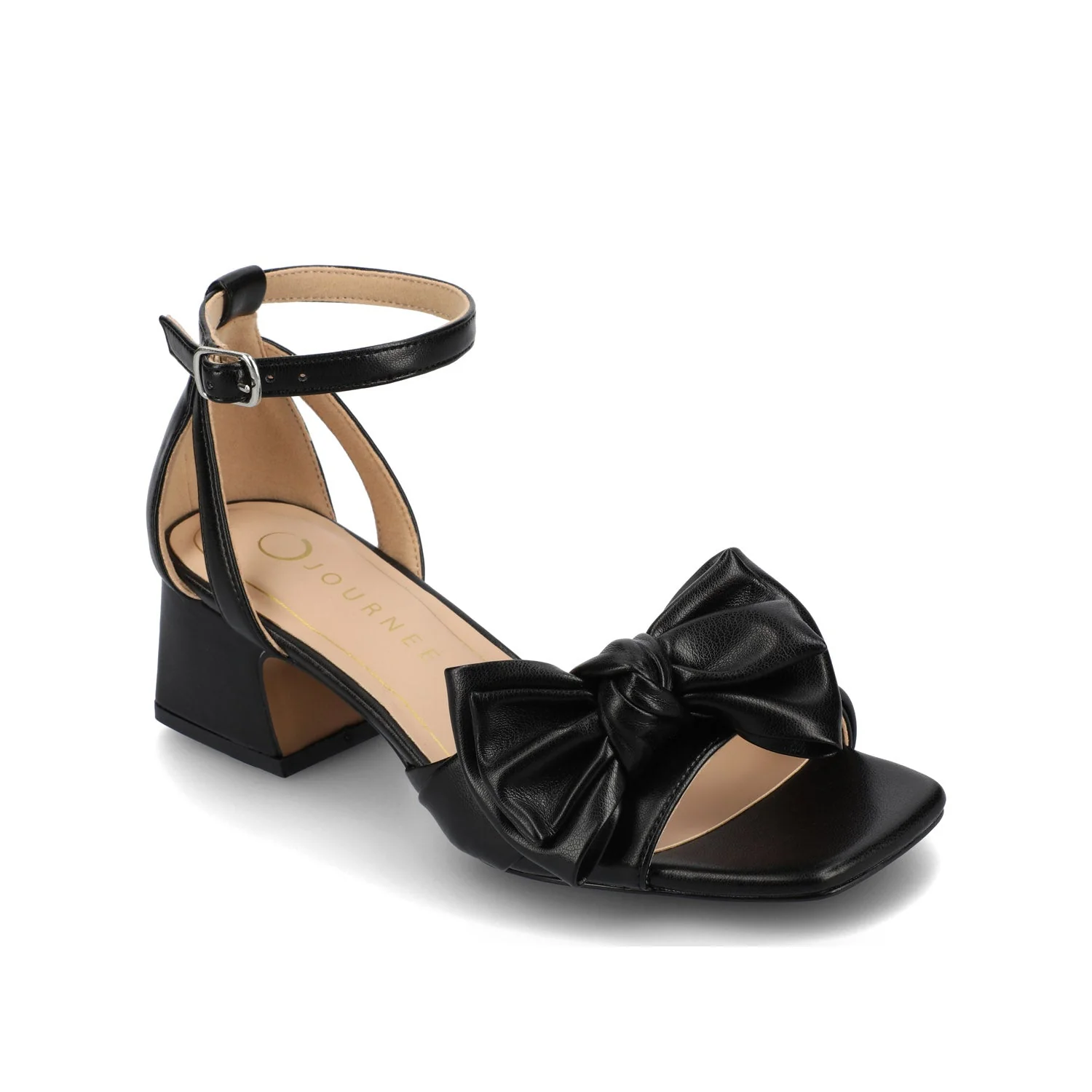 ZEVI STRAPPY BLOCK HEELS IN VEGAN LEATHER - Black PU - Image 2
