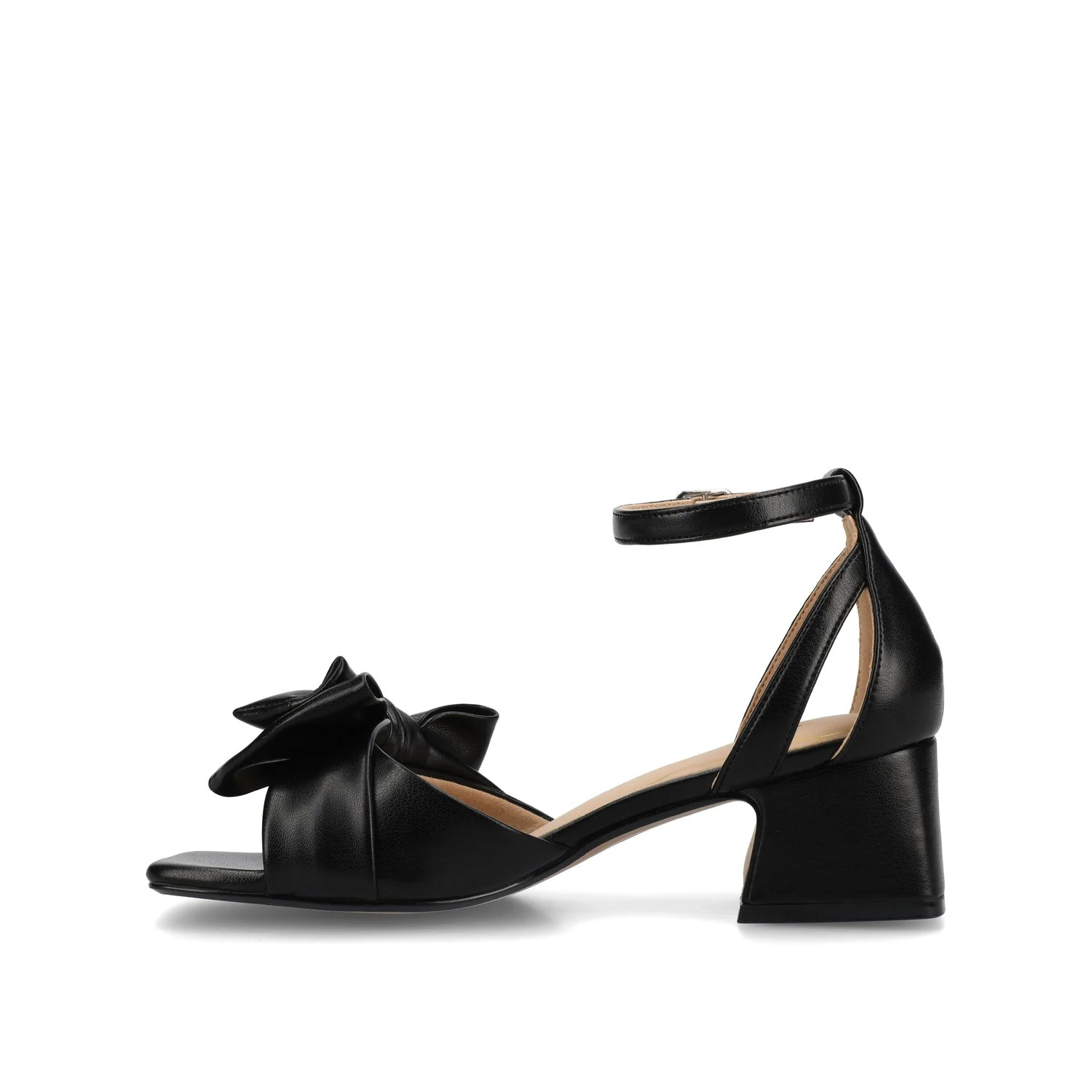 ZEVI STRAPPY BLOCK HEELS IN VEGAN LEATHER - Black PU - Image 3
