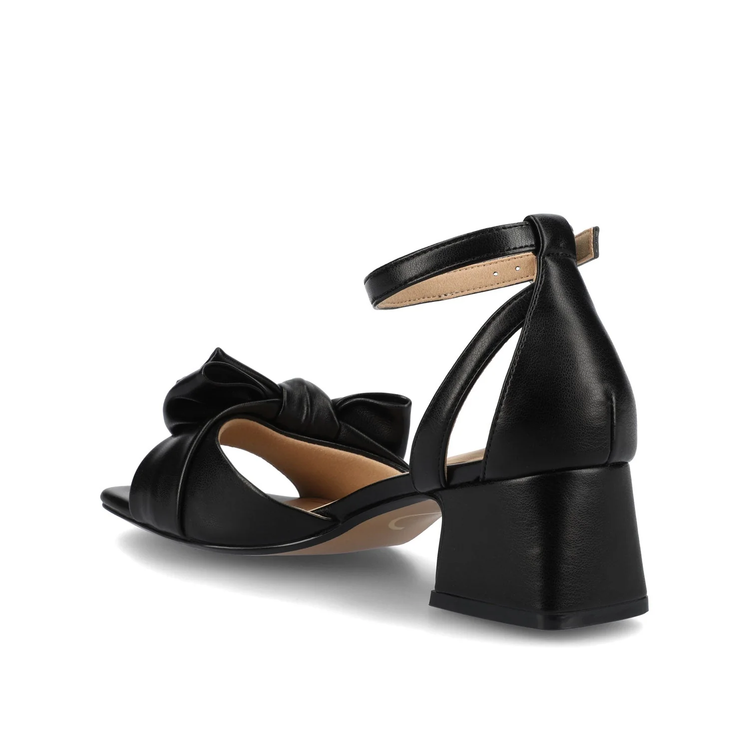 ZEVI STRAPPY BLOCK HEELS IN VEGAN LEATHER - Black PU - Image 4