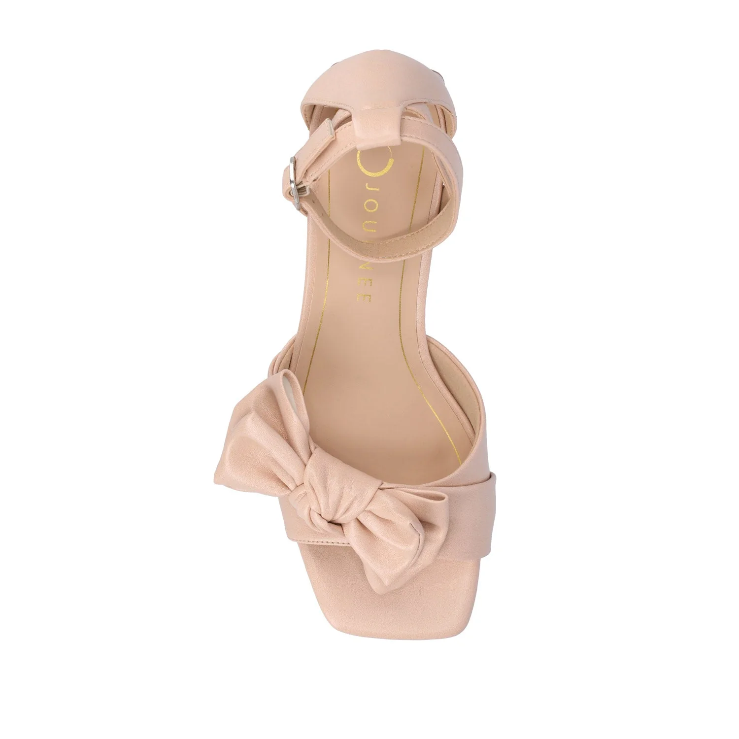 ZEVI STRAPPY BLOCK HEELS IN VEGAN LEATHER IN WIDE - Blush PU - Image 6