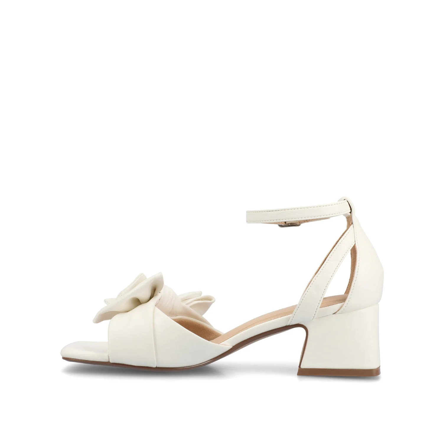 ZEVI STRAPPY BLOCK HEELS IN VEGAN LEATHER IN WIDE - White PU - Image 4