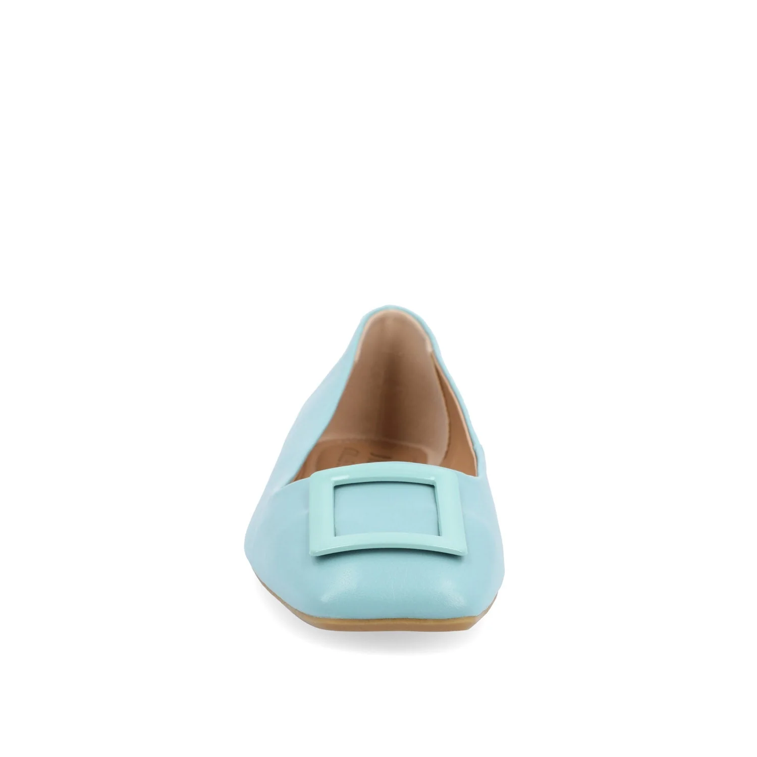 ZIMIA SQUARE TOE FLATS IN VEGAN LEATHER - Aqua - Image 5