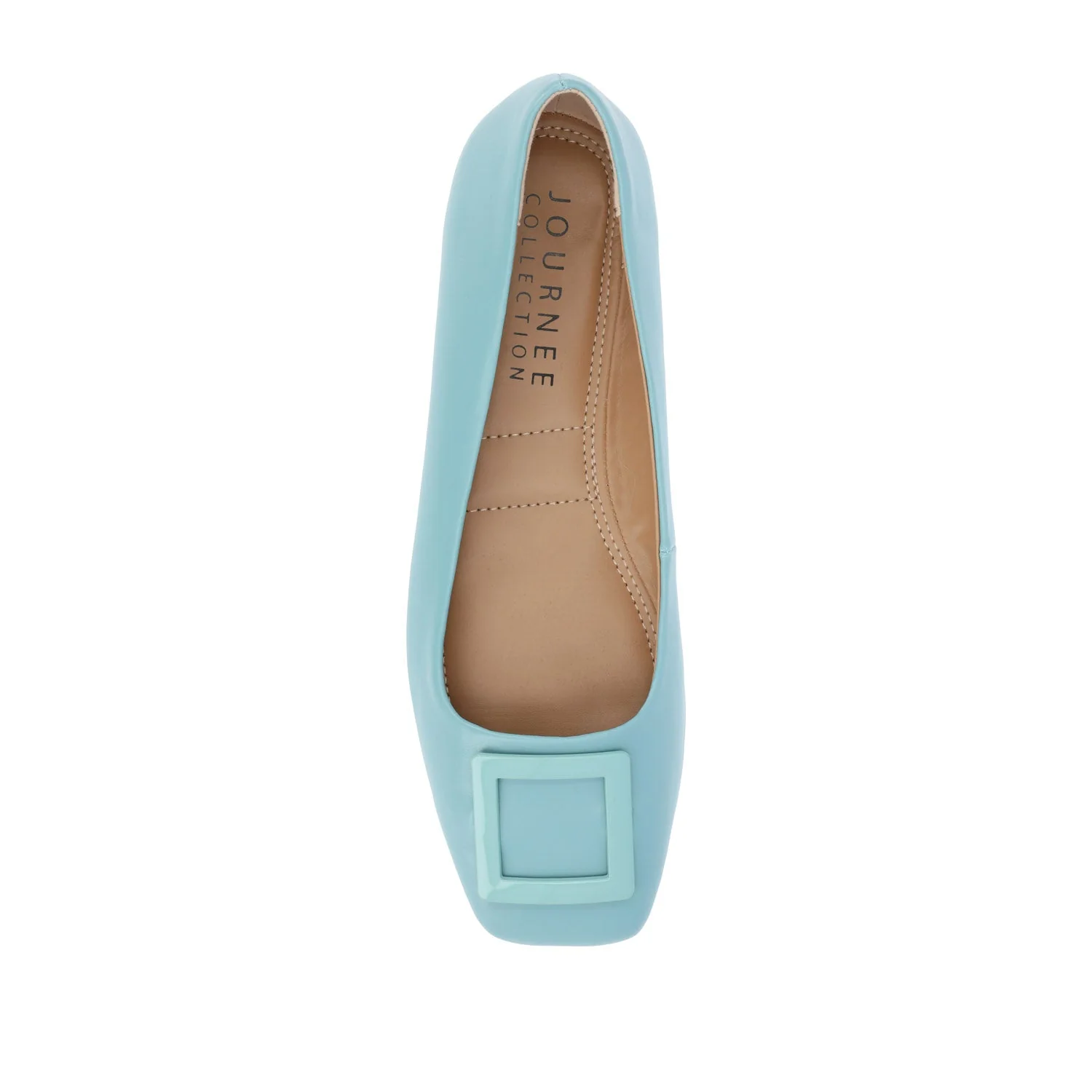 ZIMIA SQUARE TOE FLATS IN VEGAN LEATHER - Aqua - Image 6