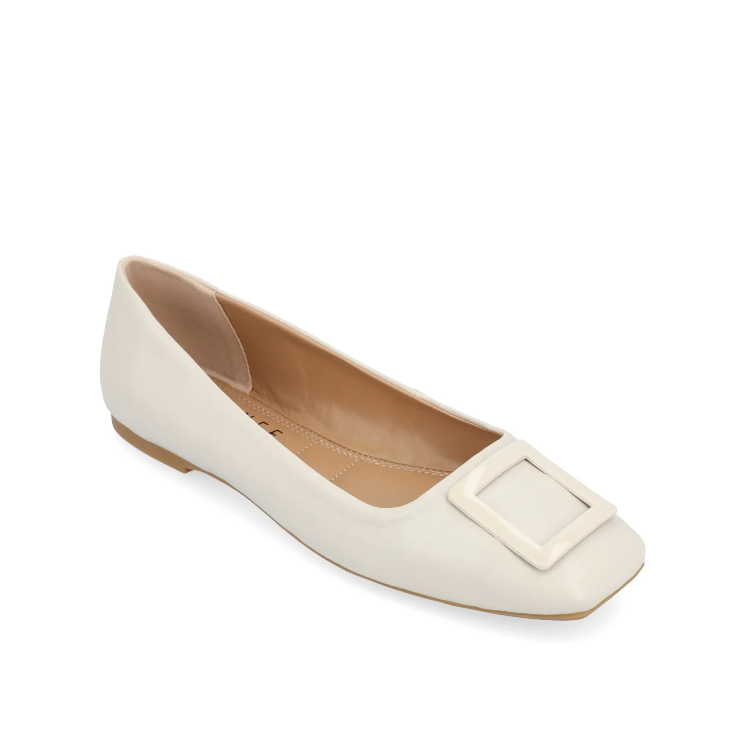 ZIMIA SQUARE TOE FLATS IN VEGAN LEATHER - Beige - Image 2