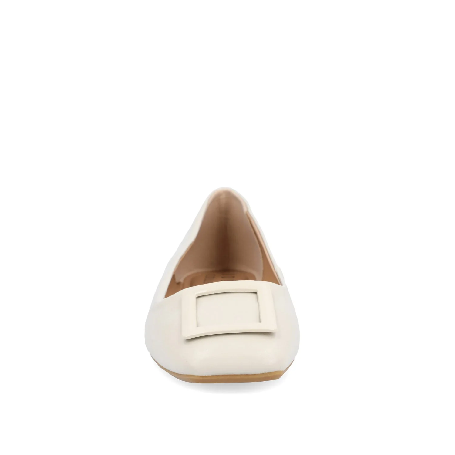 ZIMIA SQUARE TOE FLATS IN VEGAN LEATHER - Beige - Image 5