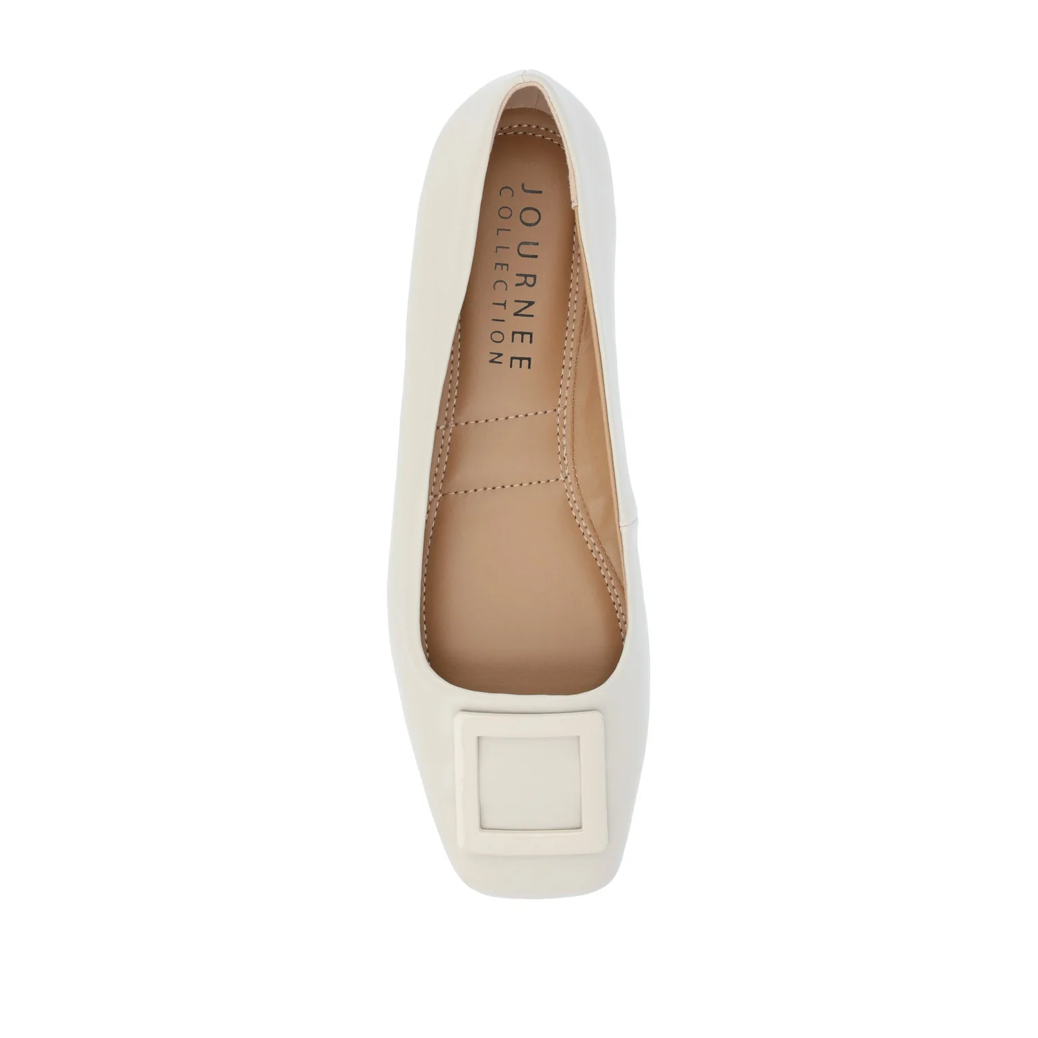 ZIMIA SQUARE TOE FLATS IN VEGAN LEATHER - Beige - Image 6