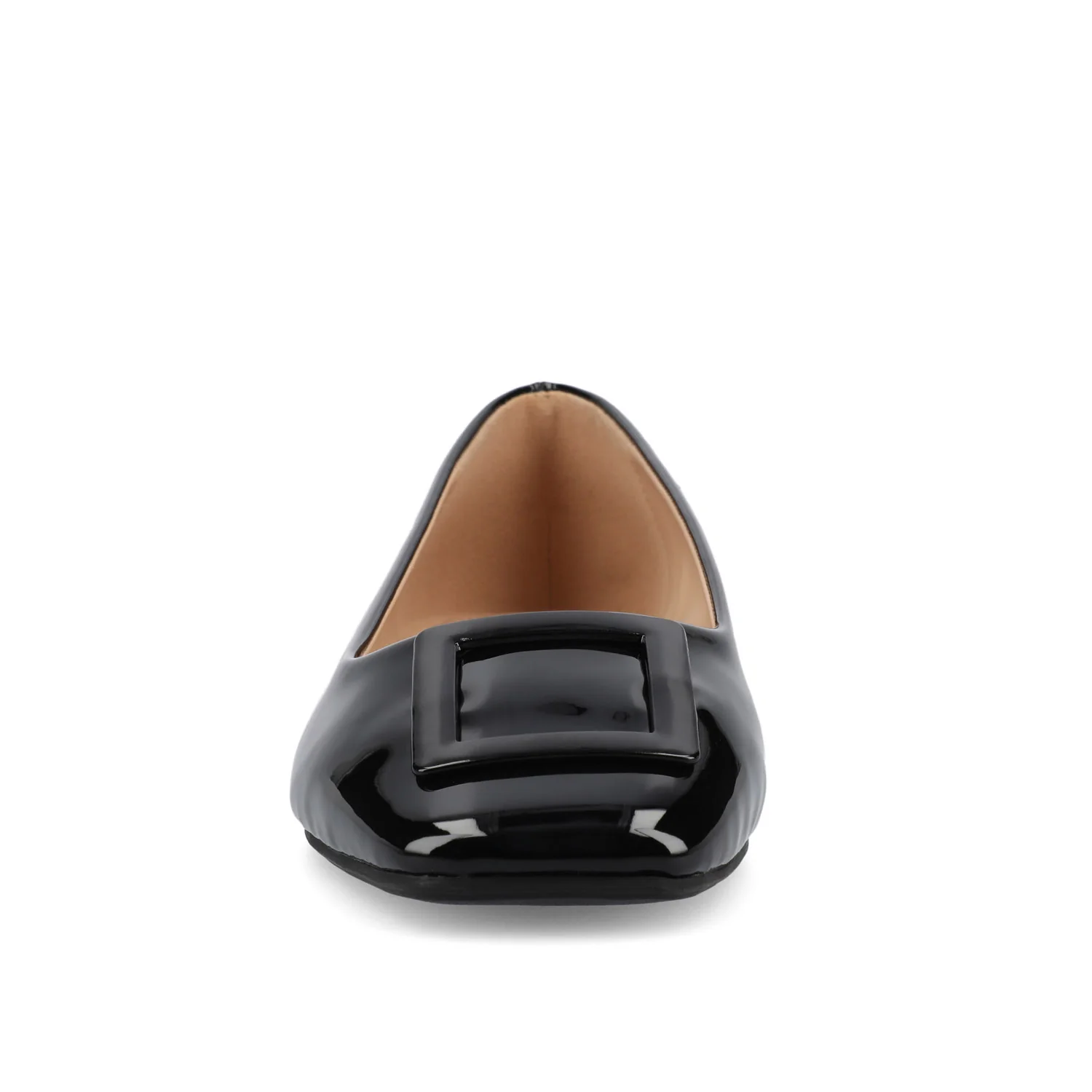 ZIMIA SQUARE TOE FLATS IN VEGAN LEATHER - Patent/Black - Image 5