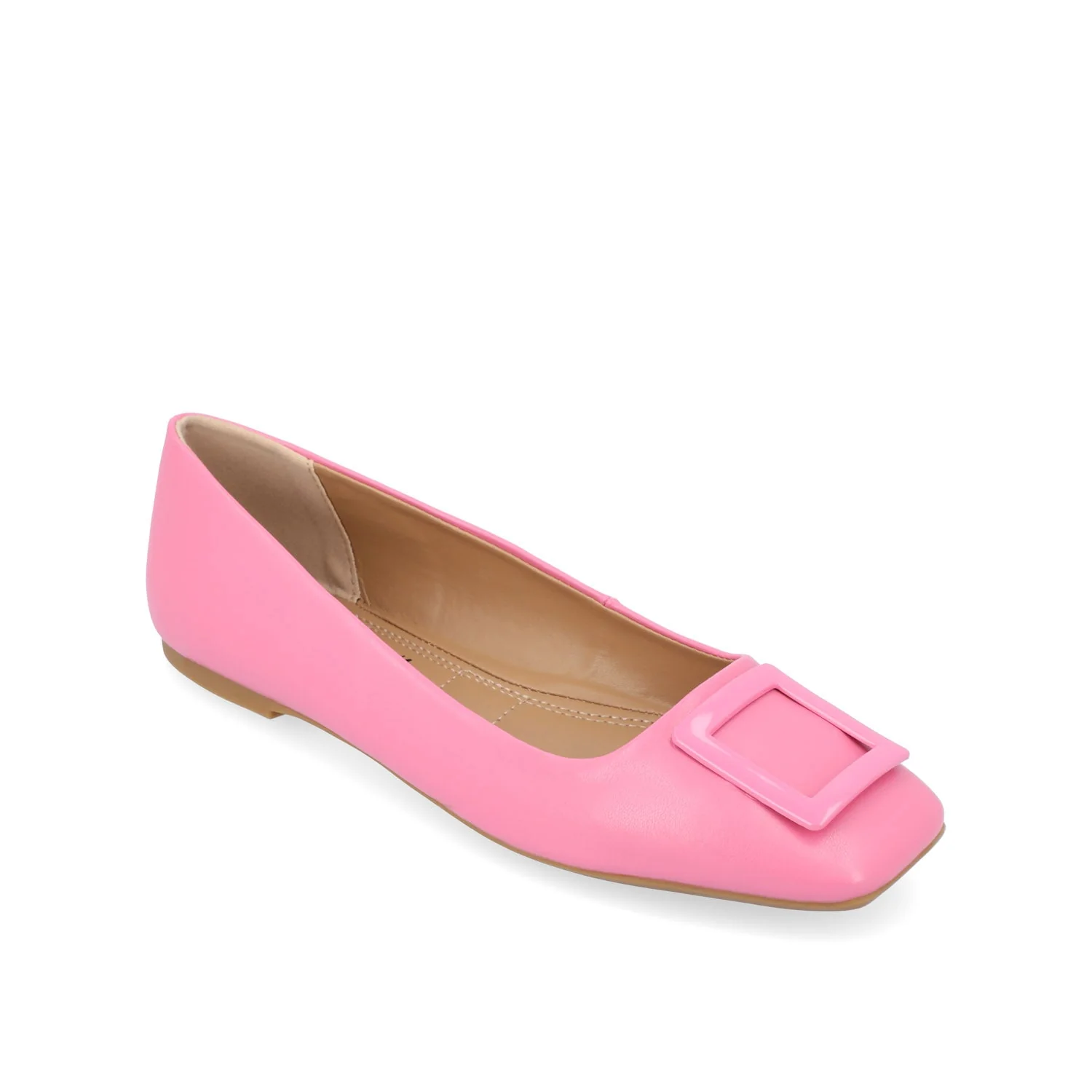 ZIMIA SQUARE TOE FLATS IN VEGAN LEATHER - Pink - Image 2