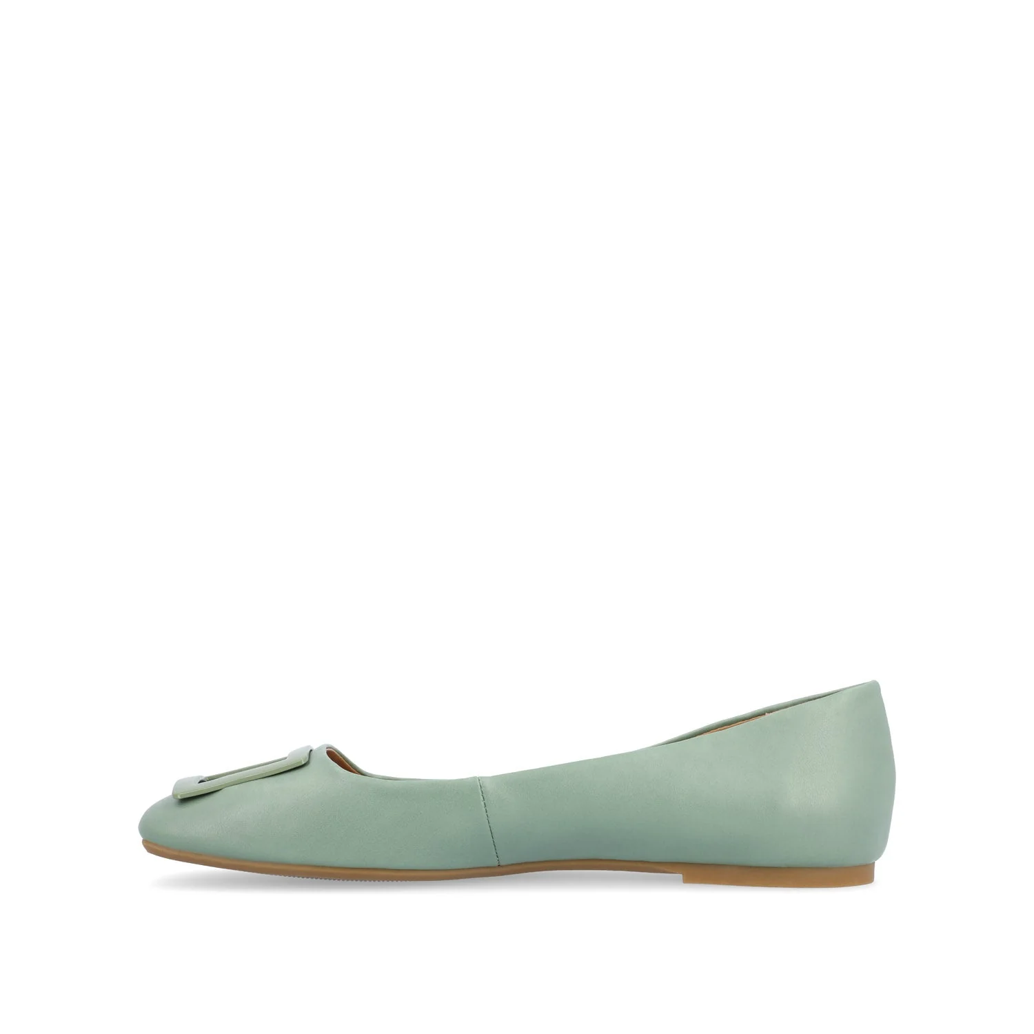 ZIMIA SQUARE TOE FLATS IN VEGAN LEATHER - Sage - Image 3