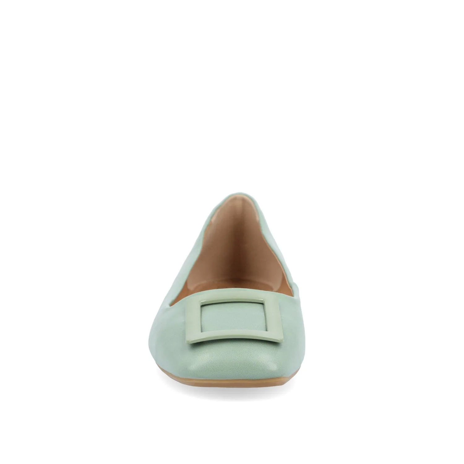 ZIMIA SQUARE TOE FLATS IN VEGAN LEATHER - Sage - Image 5
