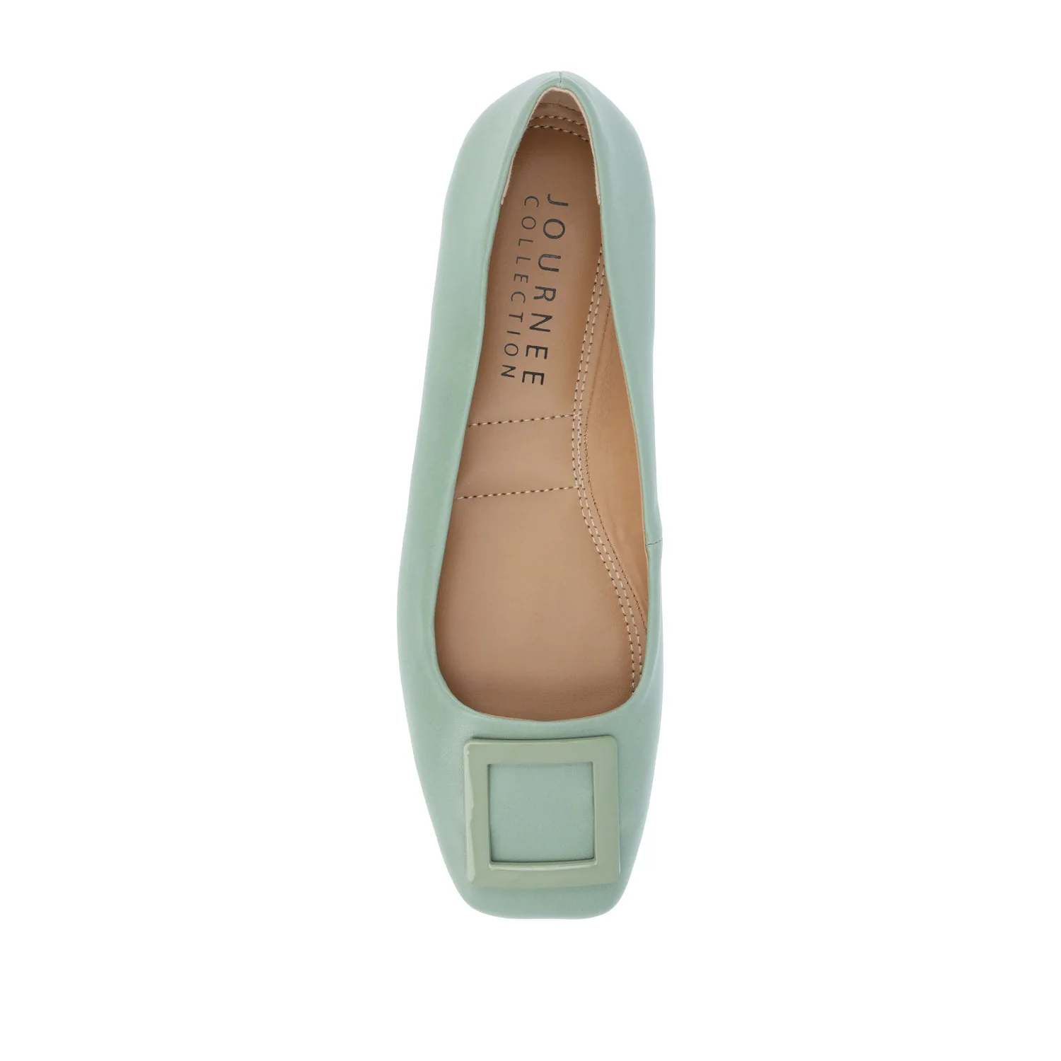 ZIMIA SQUARE TOE FLATS IN VEGAN LEATHER - Sage - Image 6