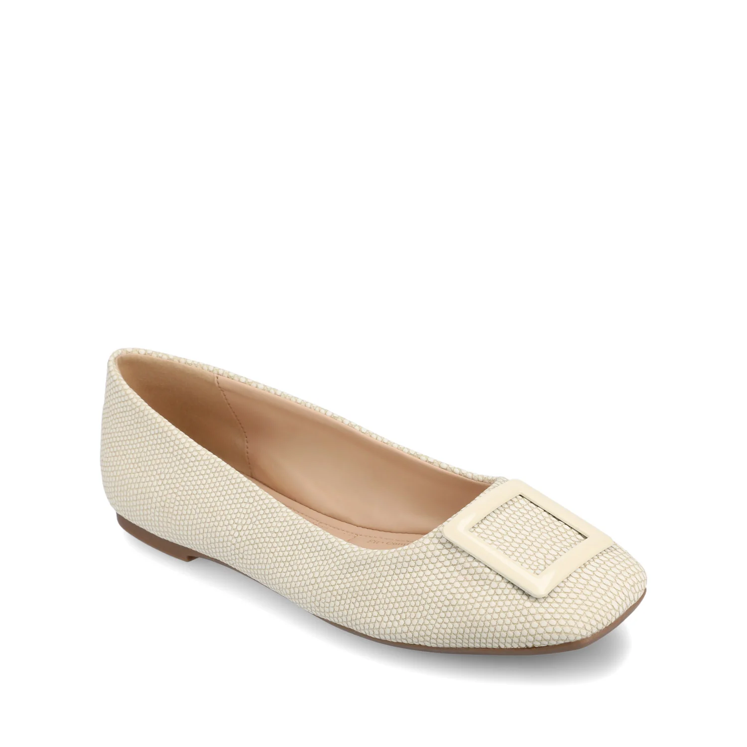 ZIMIA SQUARE TOE FLATS IN VEGAN LEATHER - Bone Lizard - Image 2