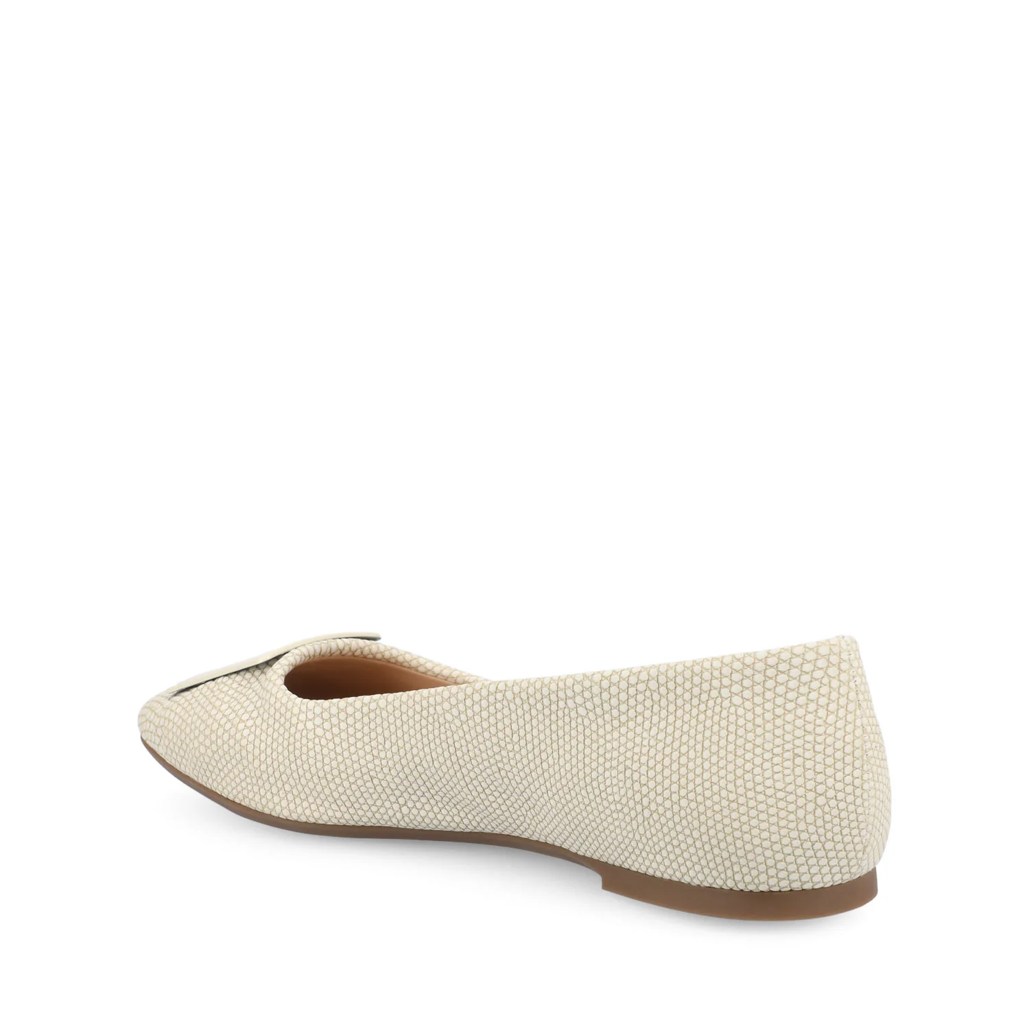 ZIMIA SQUARE TOE FLATS IN VEGAN LEATHER - Bone Lizard - Image 3