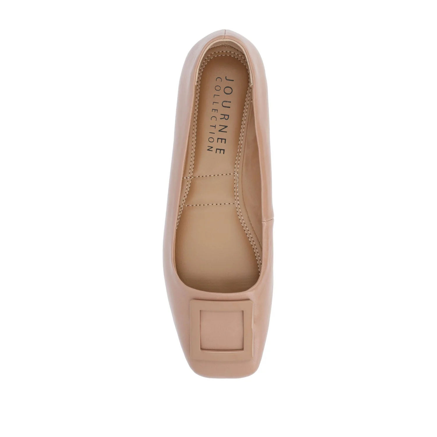 ZIMIA SQUARE TOE FLATS IN VEGAN LEATHER - Tan - Image 6