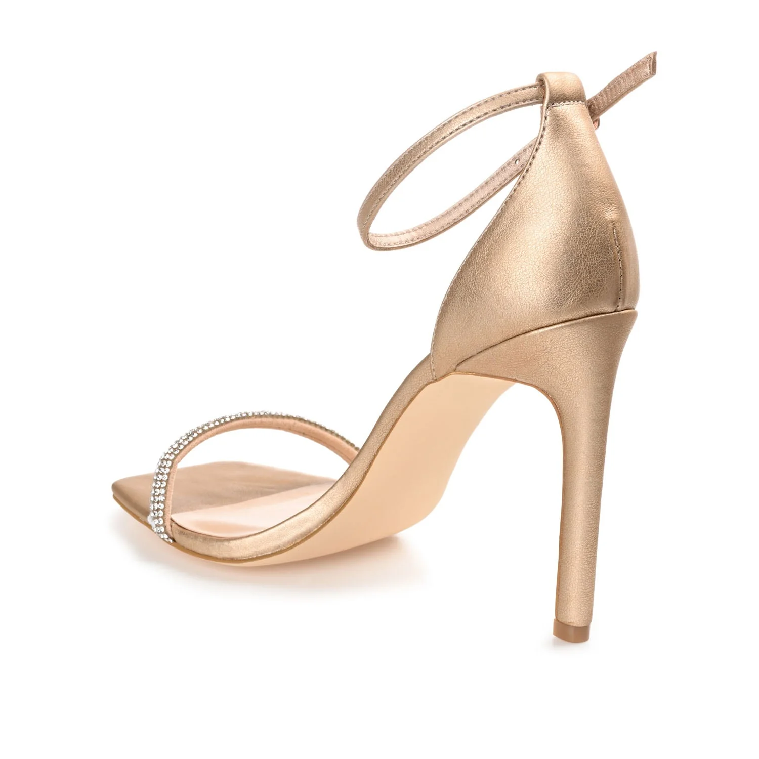 ZOYA STRAPPY STILETTO HEELS IN VEGAN LEATHER - Gold - Image 4