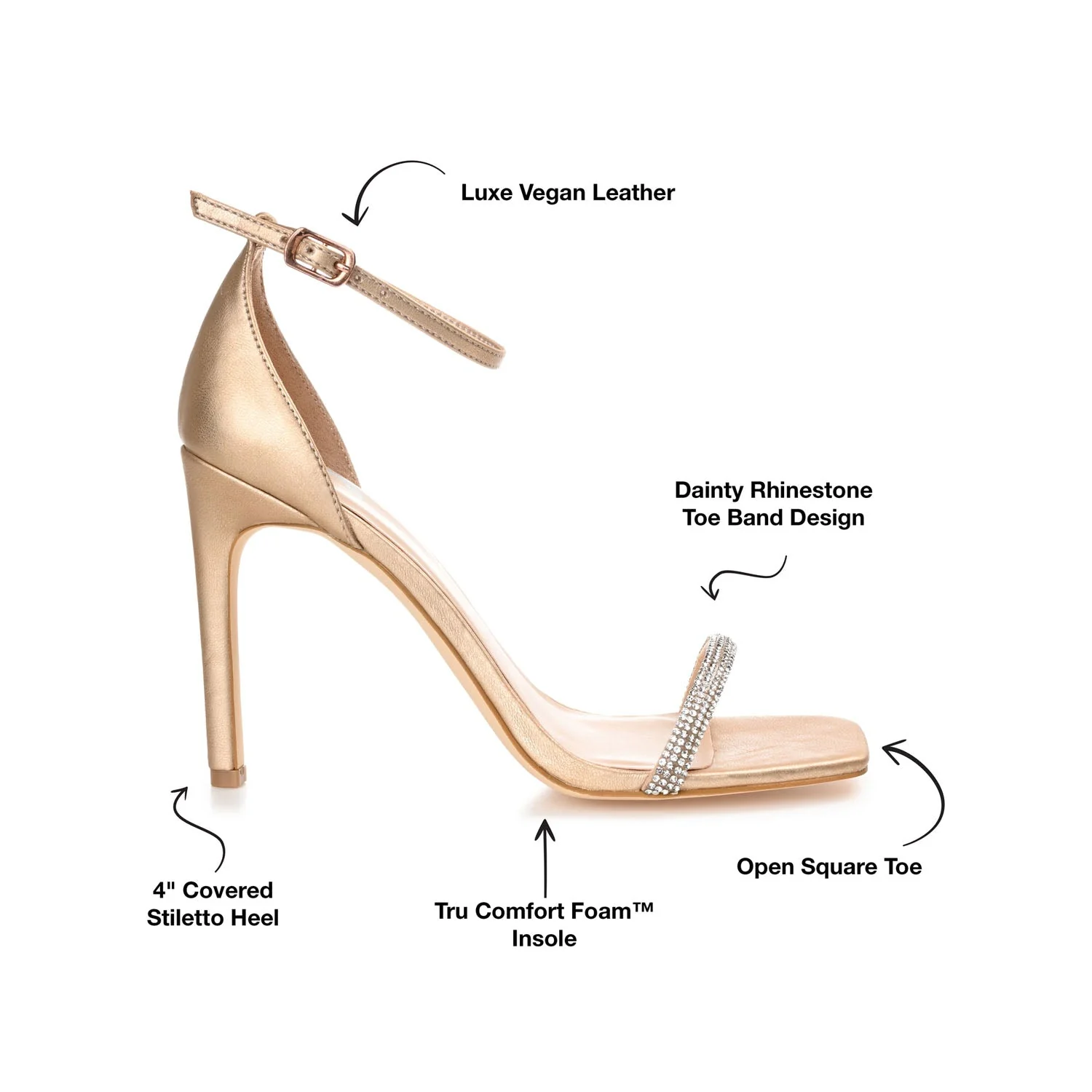 ZOYA STRAPPY STILETTO HEELS IN VEGAN LEATHER - Gold - Image 9